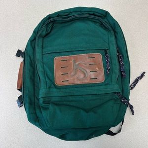 Vintage Jansport Leather Backpack / Briefcase Forest Green MADE IN USA  311